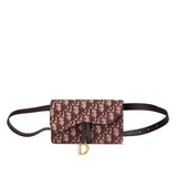 Christian Dior Dior Trotter Saddle Shoulder Waist Bag Bordeaux Wine Red Canvas Leather Women's