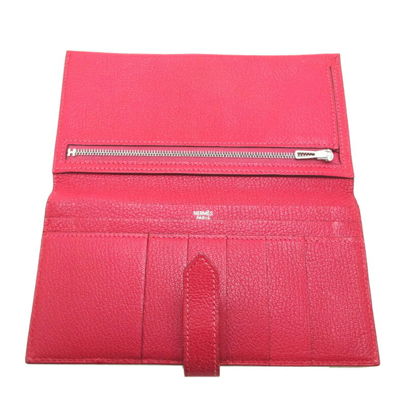 Hermes Bearn Classic □G stamp 2003 Ladies long wallet Chevre Red