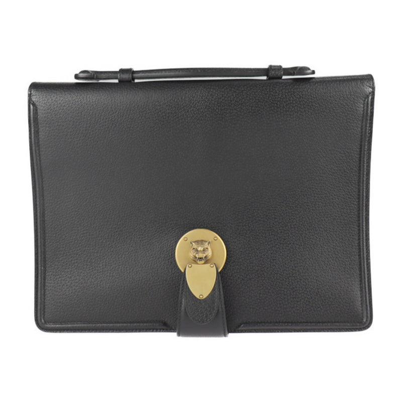 GUCCI Gucci Business Bag 495655 Leather Black Cat Head Clutch