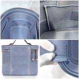 Christian Dior handbag vanity bag light blue cannage f-20528 canvas embroidery self-supporting double