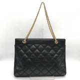 CHANEL Bicolor Double Chain Leather Stitching Black Coco Mark