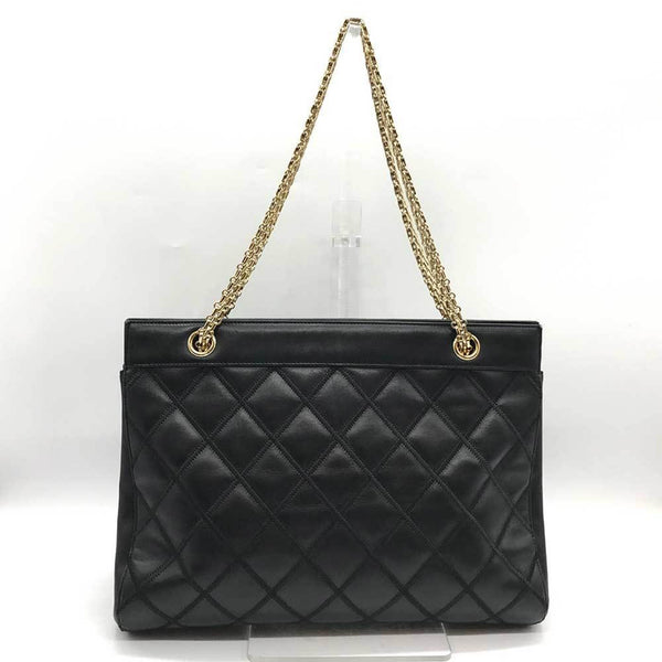 CHANEL Bicolor Double Chain Leather Stitching Black Coco Mark