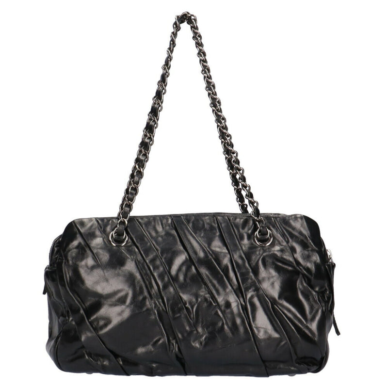 Chanel chain shoulder bag calf black ladies CHANEL