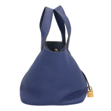 Hermes Picotan Lock PM Handbag Togo Blue Ladies HERMES