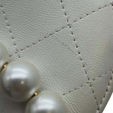 Chanel Chain Shoulder Bag Coco Mark Matelasse Round Lambskin AP0999 CHANEL White