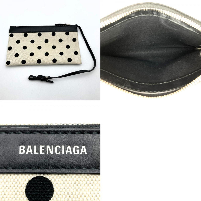 Balenciaga Cabas S Handbag Tote Bag White Black Two-tone Polka Dot Canvas 339933 BALENCIAGA