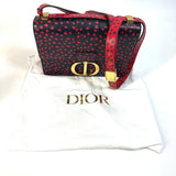 Christian CHRISTIAN DIOR heart Logo Crossbody Shoulder Bag Black Red