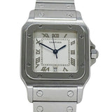 Cartier Men's Watch Santos Galbe LM Date Quartz Stainless Steel SS W20025D6 Silver White Polished