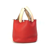 Hermes Bicolor Tote Bag Hand Bag Rouge Tomato Rose Eglantine Red