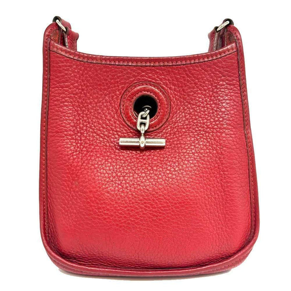 Hermes Vespa TPM Shoulder Bag Taurillon Red Leather Mantel Chain CHANEL