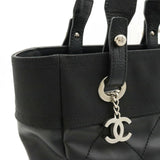 CHANEL Paris Biarritz Tote PM bag Shoulder Coated canvas Leather Black A34208