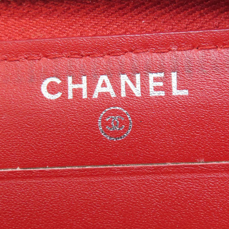 Chanel V-stitch Coco Mark Long Wallet Caviar Skin Women's