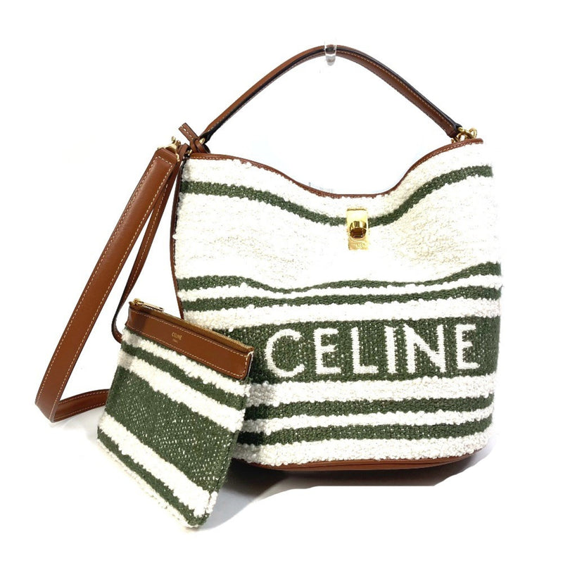 CELINE 195572ED3-15KZ border Bag 2WAY Bucket Bag Shoulder Bag Hand Bag khaki & tan