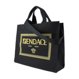 FENDI Fender Che Tote Bag 7VA558 Canvas Black Gold Versace Collaboration 2WAY Shoulder