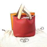 Hermes Bicolor Tote Bag Hand Bag Rouge Tomato Rose Eglantine Red