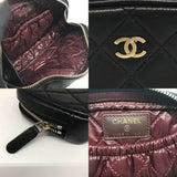 CHANEL Pouch Matelasse Coco Mark Lambskin Black Stitch A80909