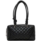 Chanel Boston bag f-21268 Black Cambon A25171 Bowling Lambskin 10 series CHANEL Coco mark black Ladies