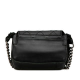 Chanel Coco Mark Chain Shoulder Bag Black Silver Leather Women's CHANEL