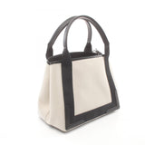 BALENCIAGA NAVY CABAS S Navy Cabas Tote Bag Canvas Leather Women's Ivory Black 3399332HH3N9260