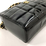 CHANEL Chanel Chain Shoulder Chocolate Bar Bag Patent Leather Black Women's