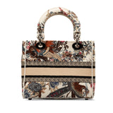 Christian Dior Dior Book Tote Dee-Lite Bird Flower Handbag Shoulder Bag White Multicolor Canvas Women's