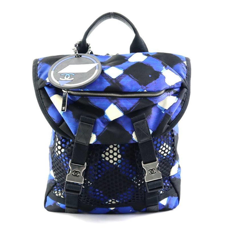 CHANEL Backpack Airline Nylon Black x Blue White Women's 99983i