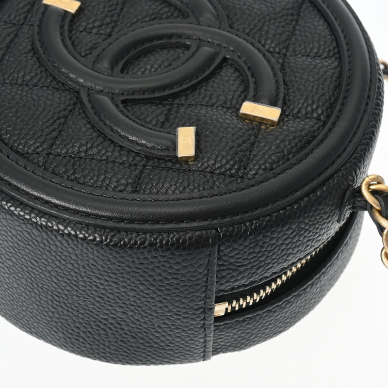 CHANEL CC Filigree Chain Shoulder Black Tone AP0365 Women's Caviar Skin Bag