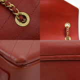 CHANEL Shoulder Bag Chevron Leather Red Women's 99932f