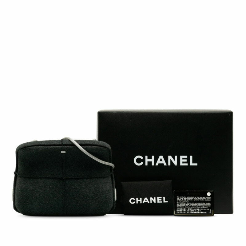 CHANEL Hip Bag Shoulder Grey Wool Women's