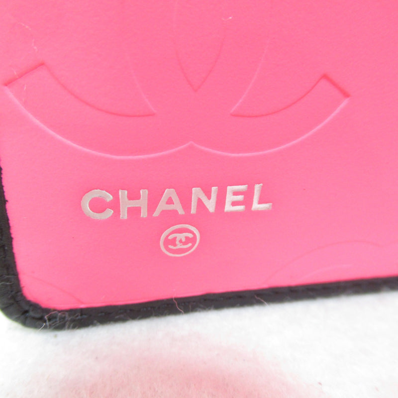 CHANEL Cambon Zip Long Wallet Black enamel Calfskin (cowhide)