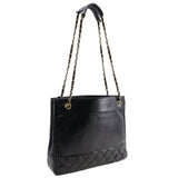 CHANEL Chain Shoulder Tote Bag Matelasse Lambskin Black A5 Snap Button ChainShoulder Women's