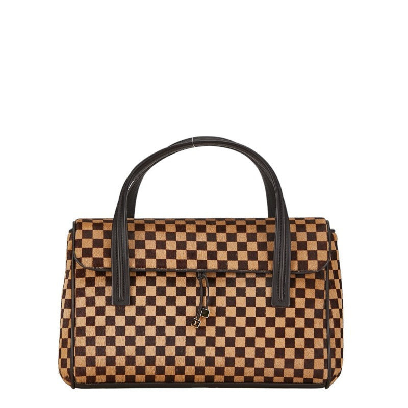 Louis Vuitton Damier Sauvage Lion Handbag M92131 Brown Beige Pony Leather Women's LOUIS VUITTON