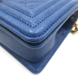 CHANEL Boy Chanel ChainShoulder Blue Caviar Skin (Grained Calf) A676851