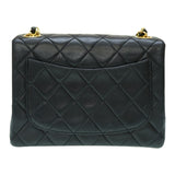 CHANEL Matelasse Square Shoulder Bag Lambskin Black