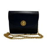 CELINE Vintage Star Ball Logo Metal Fittings Calf Leather Genuine Chain Mini Shoulder Bag Navy