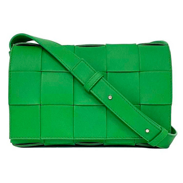 BOTTEGA VENETA Shoulder Bag Cassette Green Maxi Intrecciato 578004 Leather Flap Ladies Compact