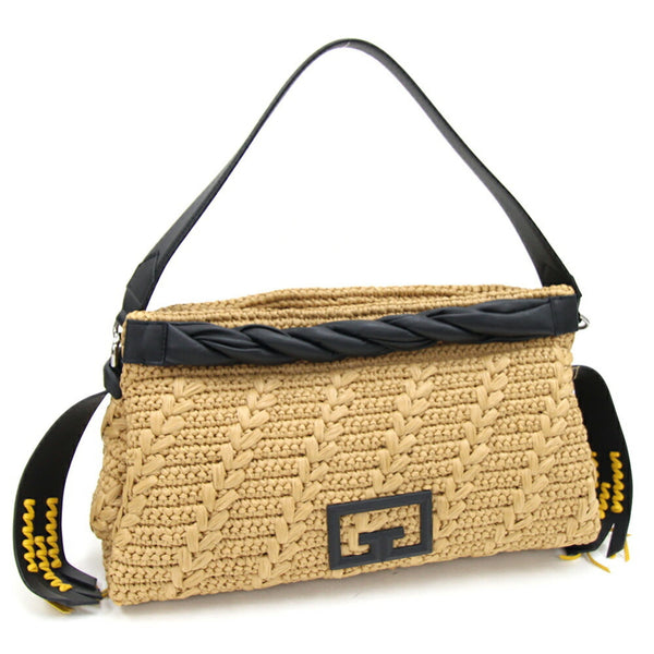 Givenchy Bag ID93 BB50EGB0W8 Natural Black Raffia Leather Basket Twist Women's GIVENCHY