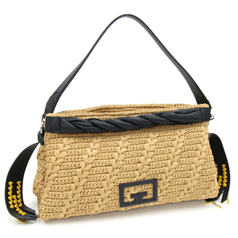 Givenchy Bag ID93 BB50EGB0W8 Natural Black Raffia Leather Basket Twist Women's GIVENCHY