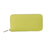 HERMES Azap Long Silk In Wallet Evercolor Lime Round B Engraved