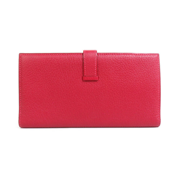 Hermes Unisex Chevre Myzore Leather Long Wallet (bi-fold) Rouge Grenat