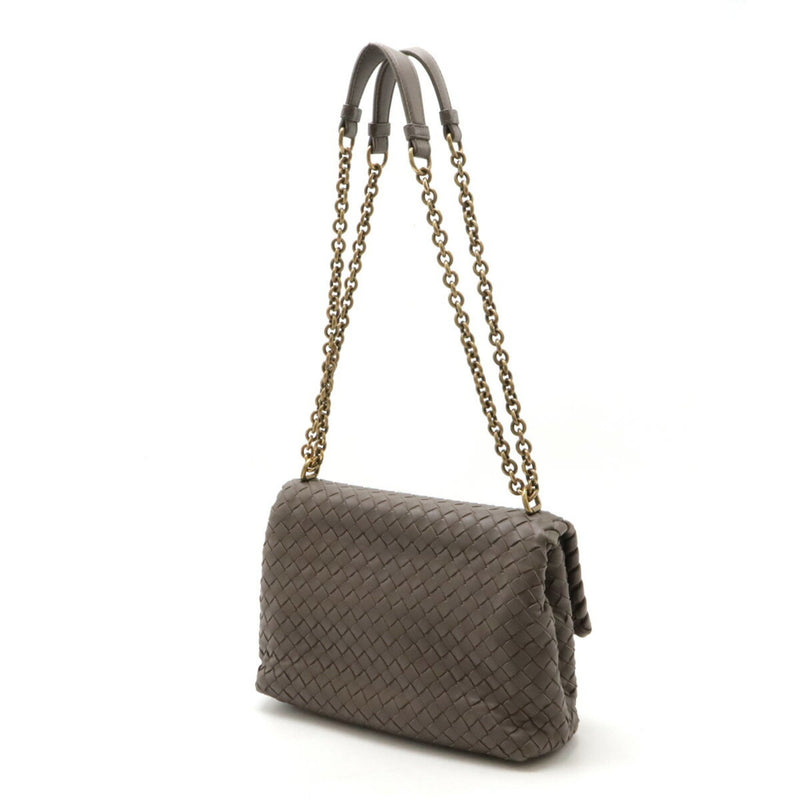 BOTTEGA VENETA Bottega Veneta Intrecciato Shoulder Bag Chain Tote Leather Greige 386498