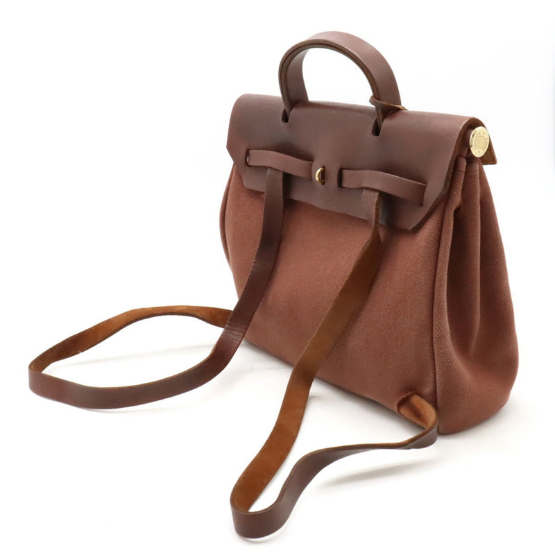 HERMES Hermes Airbag Ad PM Rucksack Backpack Handbag Canvas Leather Brown □E Stamp