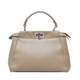 FENDI Peekaboo Small 8BN244 Shoulder Bag Beige Dove Gray Leather D22 Women's Men's Bags