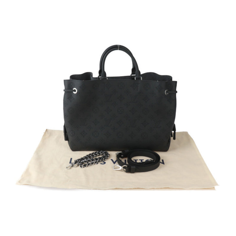 LOUIS VUITTON Louis Vuitton Bella Tote Monogram Mahina Handbag M59200 Calf Leather Black Shoulder Bag