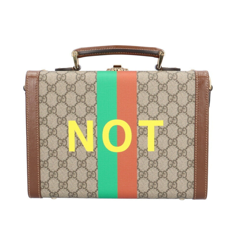 Gucci Faux Knot Print Beauty Case GG Supreme Handbag Canvas 633587 Beige Women's GUCCI