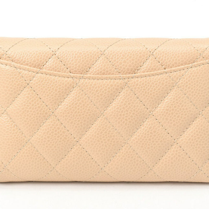 CHANEL Matelasse Medium Flap Wallet AP0232 Caviar Skin Beige S-155823