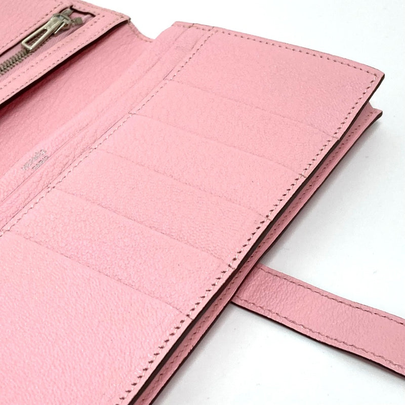 Hermes HHardware Machi has Long Wallet Rose cherry pink SilverHardware