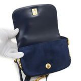 Chanel Matelasse Shoulder Bag Calf Suede Navy AS3396