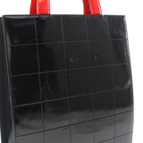 CHANEL Chocolate Bar Mademoiselle Tote Bag, Patent Leather, Women's, Black, Red, White