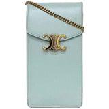 Celine Chain Shoulder Bag Vertical Mobile Pouch Light Blue Triomphe 10J133DPV.07SZ Pochette Shiny Calf Leather CELINE Flap Compact